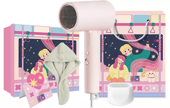 Фен для волос с отрицательными ионами H101 Mi, H101 Pink Festive Dry Hair Box