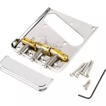 Fender 3-Saddle Top-Load/Through-Through Telecaster Bridge Седла Bullet с компенсацией 0990808000 Top-Load/String-Through Vintage USA Tele Bridge Brass Bullet Saddles 099-0808-000
