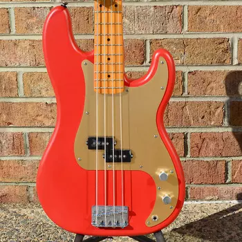 Fender 40th Anniversary Precision Bass, Vintage Edition, кленовый гриф, золотая анодированная накладка, Satin Dakota Red 40th Anniversary Precision Bass?, Vintage Edition, Maple Fin...