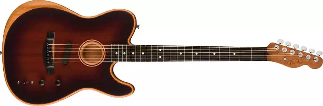 Fender American Acoustasonic Telecaster All-Mahogany, накладка на гриф Ebony, Bourbon Burst