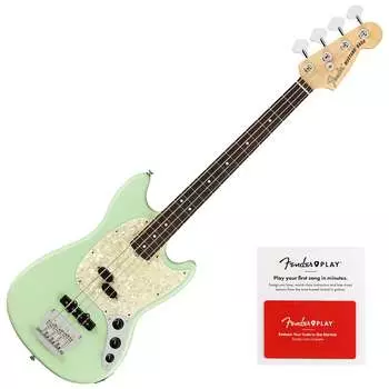 Fender American Performer Mustang Bass, Rosewood FB, Satin Surf Green Bundle 198620357