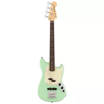 Fender American Performer Mustang Bass, Satin Surf Green с сумкой Deluxe Gig Bag