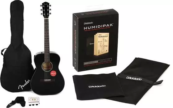 Fender CC-60S Concert Pack — черный комплект с D'Addario Humidipak, поддерживающим автоматическую систему контроля влажности Fender + D'Addario 0970150406=1 PW-HPK-01=1