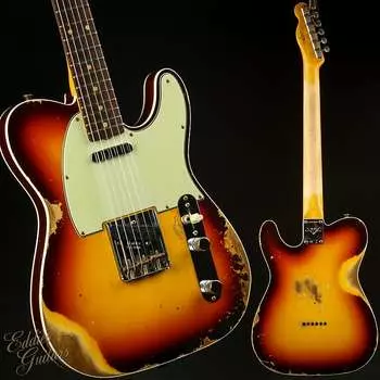 Fender Custom Shop 1960 Telecaster Custom Heavy Relic — шоколадный 3-цветный Sunburst Custom Shop 1960 Telecaster Custom Heavy Relic - Chocolate 3-Tone Sunburst