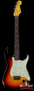 Fender Custom Shop 1962 Stratocaster Hardtail с ручным заводом Звукосниматели AAA Dark Rosewood Slab Board Relic 3 Tone Sunburst 7.05 LBS