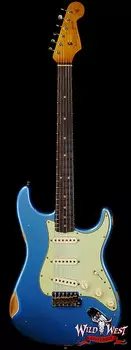 Fender Custom Shop 1963 Stratocaster с ручным заводом Звукосниматели Жареный кленовый гриф Relic Aged Lake Placid Blue Fender Custom Shop 1963 Stratocaster Hand-Wound Pickups Roasted Maple Neck Relic Aged Lake Placid Blue