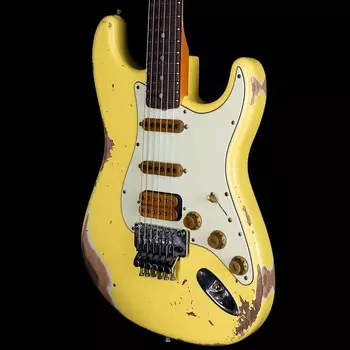 Fender Custom Shop Alley Cat Stratocaster Heavy Relic HSS Floyd Rose Rosewood Board Graffiti Yellow