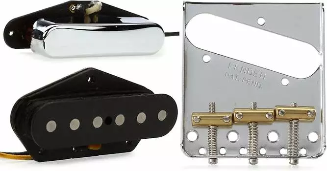 Fender Custom Shop '51 Nocaster Tele Комплект звукоснимателей из 2-х частей с 3-мя седлами Fender American Vintage Telecaster Bridge в сборе - Хром 0990806100=1 0992109000=1