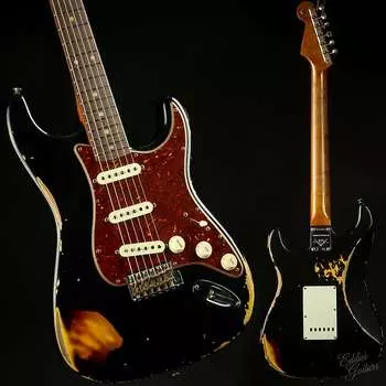 Fender Custom Shop LTD 1961 Stratocaster Heavy Relic - Состаренный черный с 3-цветными солнечными лучами Custom Shop LTD 1961 Stratocaster Heavy Relic - Aged Black over 3-Color Sunburst