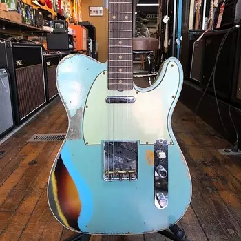 Fender Custom Shop LTD '60 Tele Custom Heavy Relic Aged Daphne Blue с 3-цветными солнечными лучами Custom Shop Limited Edition '60 Tele Custom Heavy Relic