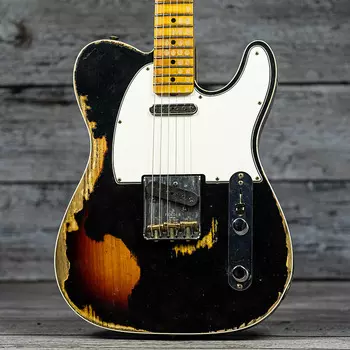 Fender Custom Shop S21 Limited Edition '65 Telecaster Custom Heavy Relic — состаренный черный поверх трехцветного Sunburst