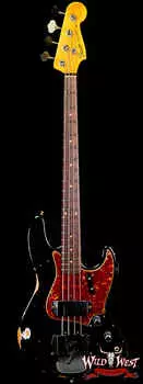 Fender Custom Shop Time Machine Series '62 J-Bass 1962 Jazz Bass с ручным заводом Relic Aged Black Fender Custom Shop Time Machine Series '62 J-Bass 1962 Jazz Bass Hand-Wound Relic Aged Black