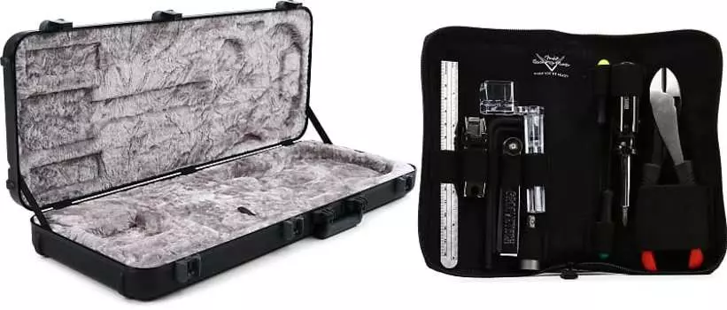 Fender Deluxe Molded Stratocaster/Telecaster Case — черный комплект с набором инструментов Fender Custom Shop от Cruztools 0996102306=1 0990519000=1