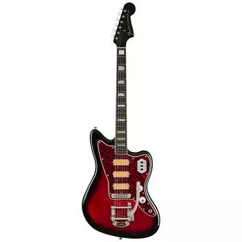Fender Gold Foil Jazzmaster, Candy Apple Burst, накладка на гриф из черного дерева, с сумкой Deluxe Gig Bag