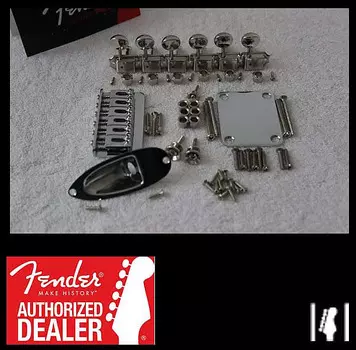 Fender Hardtail Chrome Stratocaster Hardware Set с тюнерами - Strat 005-8274-000 005-8274-000 Stratocaster Hardtail Bridge Assembly