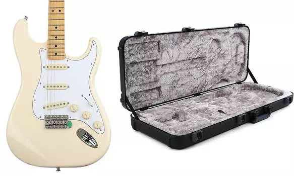 Fender Jimi Hendrix Stratocaster — олимпийский белый с кленовой накладкой на гриф в комплекте с формованным корпусом Fender Deluxe Stratocaster/Telecaster — черный 0145802305=1 0996102306=1
