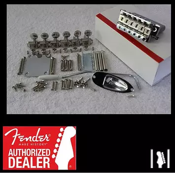 Fender Lefty American 57/62 Vintage Stratocaster 2 3/16" Комплект оборудования с тюнерами Strat 099-2049-002 099-2049-002 American Vintage Stratocaster Left-Handed 6-Saddle Bridge Tremolo Assembly