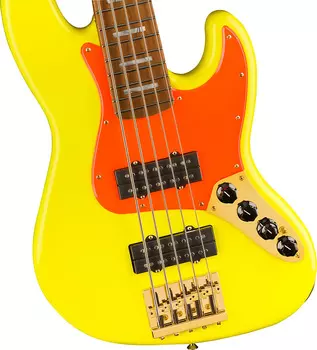 Fender MonoNeon Jazz Bass V, кленовый гриф, неоново-желтый MonoNeon Jazz Bass V, Maple Fingerboard, Neon Yellow