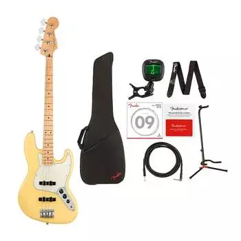 Fender Player 4-String Jazz Electric Bass Guitar Bundle (Buttercream, Right Handed) (Value Bundle) Fender Player 4-String Jazz Electric Bass Guitar (Buttercream, RH, Value Bundle)