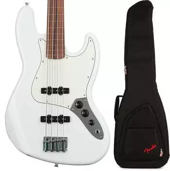 Fender Player Fretless Jazz Bass — полярно-белый с накладкой Pau Ferro в комплекте с Fender FB620 Electric Bass Gig Bag — черный 0149933515=1 0991522406=1