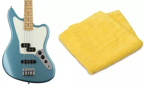 Fender Player Jaguar Bass - Tidepool с кленовой накладкой на гриф в комплекте с двухсторонней сверхмягкой полировальной салфеткой из микрофибры Fender 0149302513=1 0990524000=1