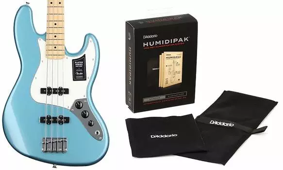 Fender Player Jazz Bass - Tidepool с кленовой накладкой на гриф в комплекте с D'Addario Humidipak, поддерживающей автоматическую систему контроля влажности Fender + D'Addario 0149902513=1 PW-HPK-01=1