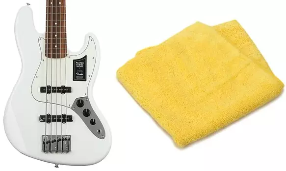 Fender Player Jazz Bass V - Polar White с Pau Ferro Комплект накладки на гриф с двухсторонней сверхмягкой тканью для полировки из микрофибры Fender 0149953515=1 0990524000=1