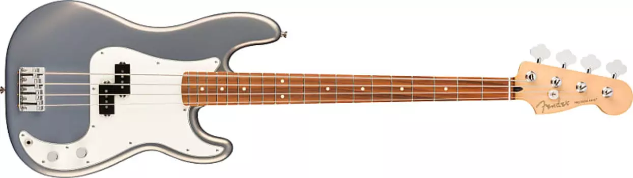 Fender Player Series 4-String Precision Bass, гриф Pau Ferro, серебристая отделка PLAYERPBASSPFSILVER