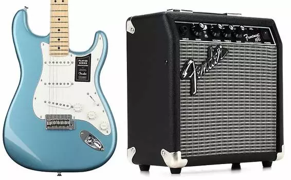 Fender Player Stratocaster - Tidepool с кленовой накладкой на гриф в комплекте с Fender Frontman 10G 1x6" 10-ваттный комбоусилитель 2311000000=1 0144502513=1