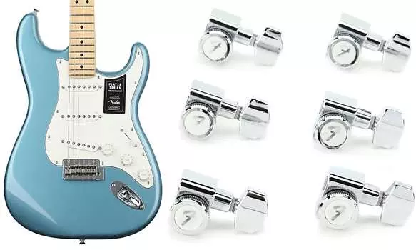 Fender Player Stratocaster - Tidepool с кленовым грифом в комплекте с Fender Locking Stratocaster/Telecaster Tuning Machines Set - Chrome 0990818100=1 0144502513=1