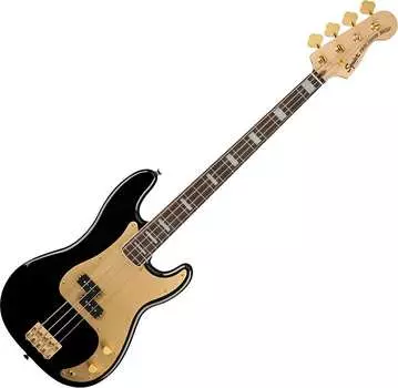 Fender Squier 40th Anniversary Precision Bass, Gold Edition, накладка на гриф Laurel, накладка из анодированного золота, черный 0379430506
