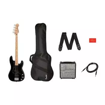 Fender Squier Affinity Precision Bass PJ Pack с усилителем и чехлом для гитары, черный