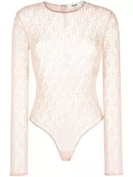 FENDI боди с монограммой, нейтральный цвет