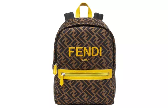 FENDI Детский нейлоновый рюкзак коричневого цвета