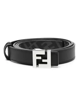 FENDI двусторонний ремень с пряжкой-логотипом, черный