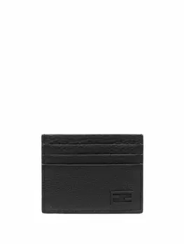 FENDI фактурный картхолдер с логотипом FF, черный