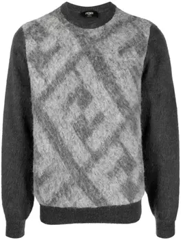 FENDI FF-motif knitted jumper, серый