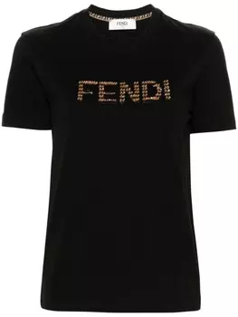 FENDI футболка с логотипом, черный