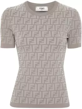 FENDI футболка с тисненым логотипом FF, серый