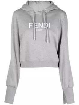 FENDI худи с логотипом, серый