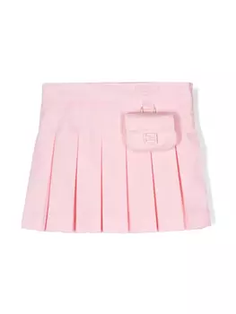 Fendi Kids плиссированная мини-юбка, розовый
