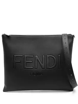 FENDI клатч с логотипом, черный