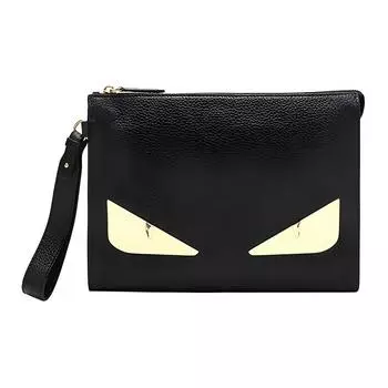 FENDI Клатч унисекс из коровьей кожи, черный