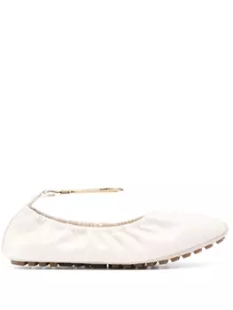 FENDI кожаные балетки Filo, нейтральный цвет