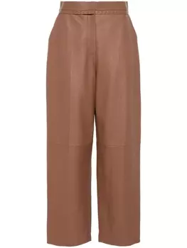 FENDI кожаные брюки прямого кроя, коричневый