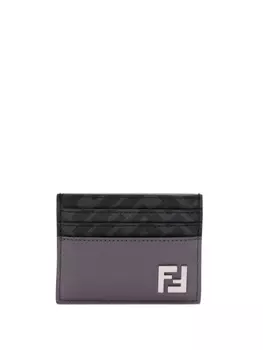FENDI кожаный держатель карт с логотипом FF, серый