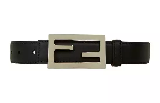 FENDI Кожаный ремень унисекс, черный/желтые