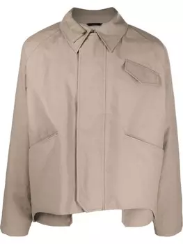 FENDI куртка-рубашка с асимметричным подолом, коричневый