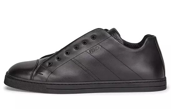 FENDI Leather Slip Ons Triple Black