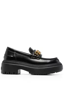 FENDI лоферы с логотипом, черный